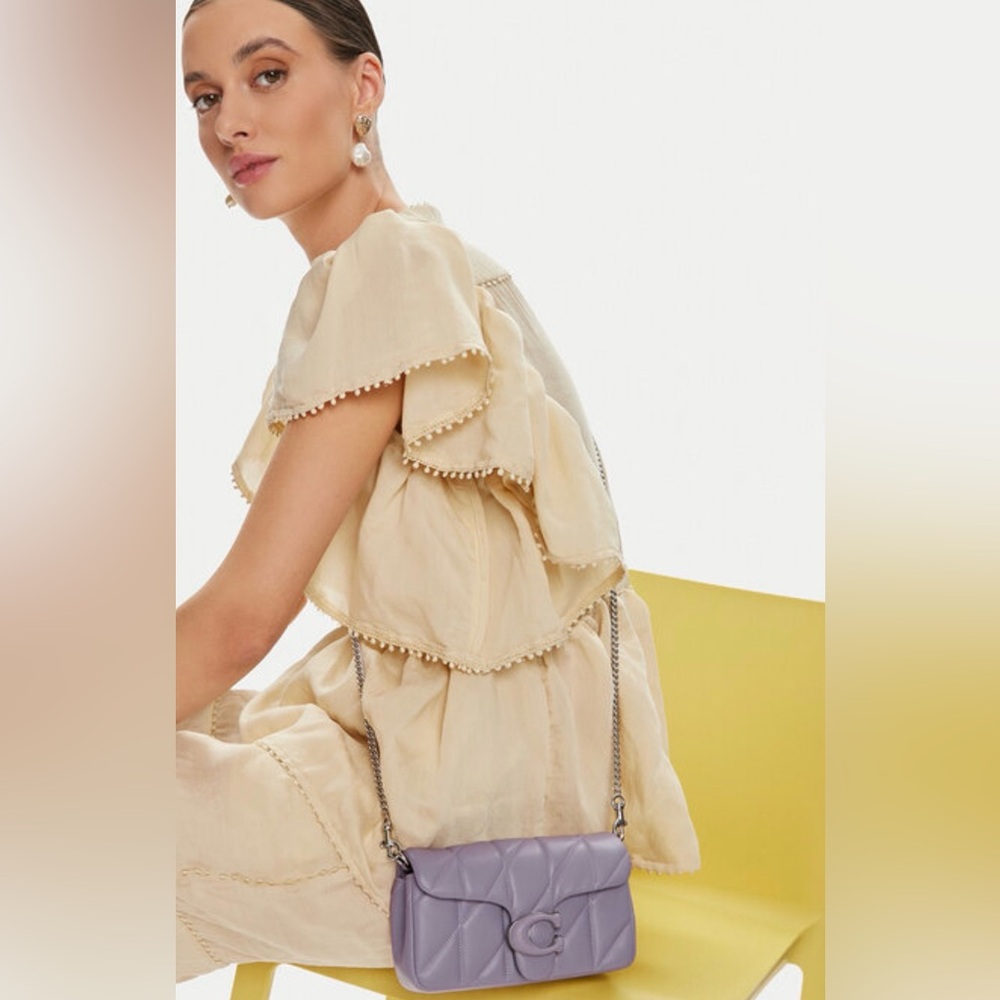 Coach Quilted Tabby Chain Crossbody Bag Lavender